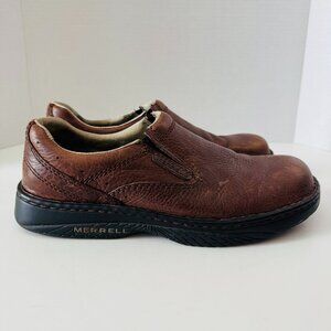 Merrell World Passport Redwood Brown Leather Slip On Clogs Mens 8.5 Air Cushion